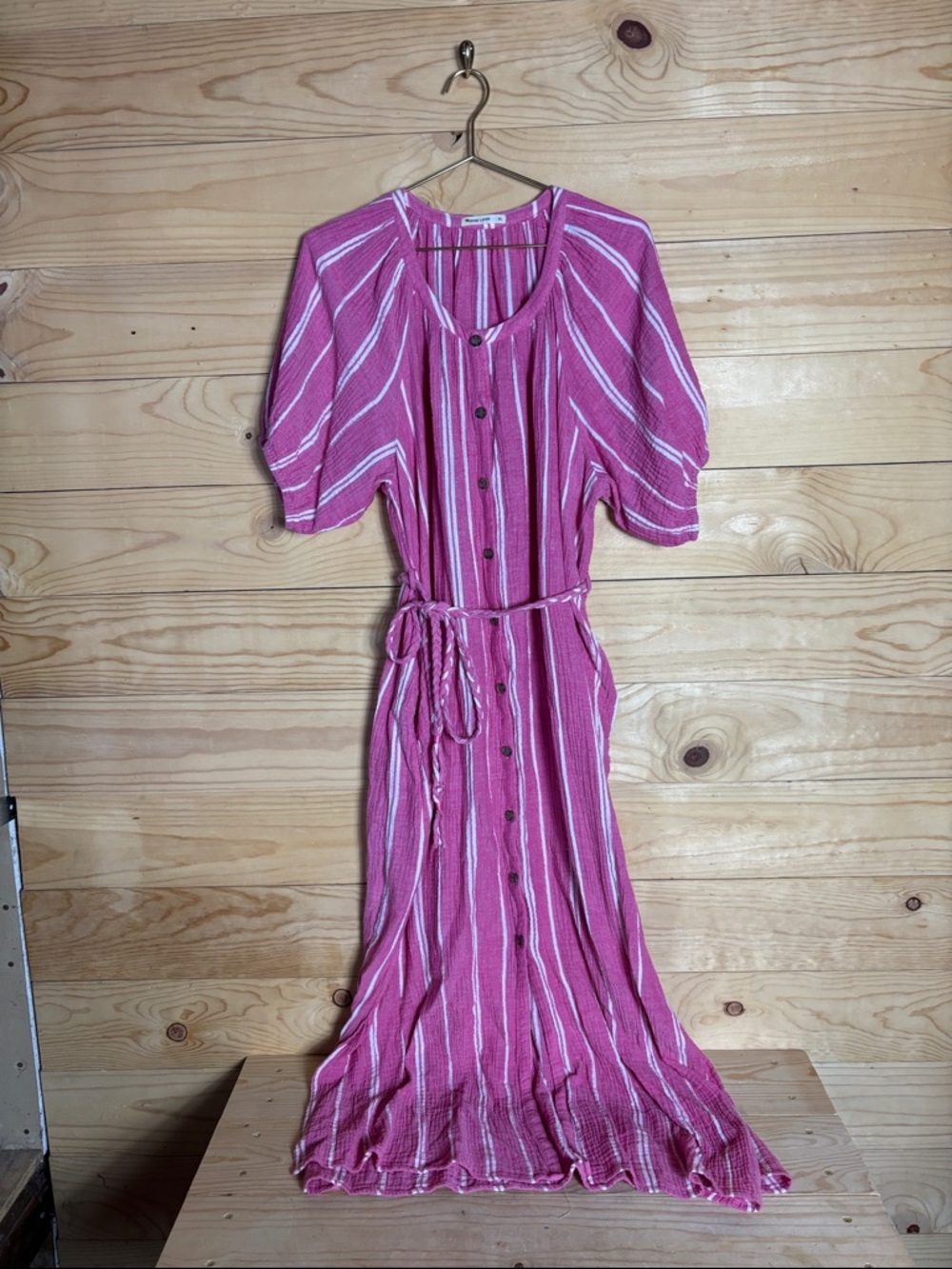 Marine Layer pink striped dress XL
